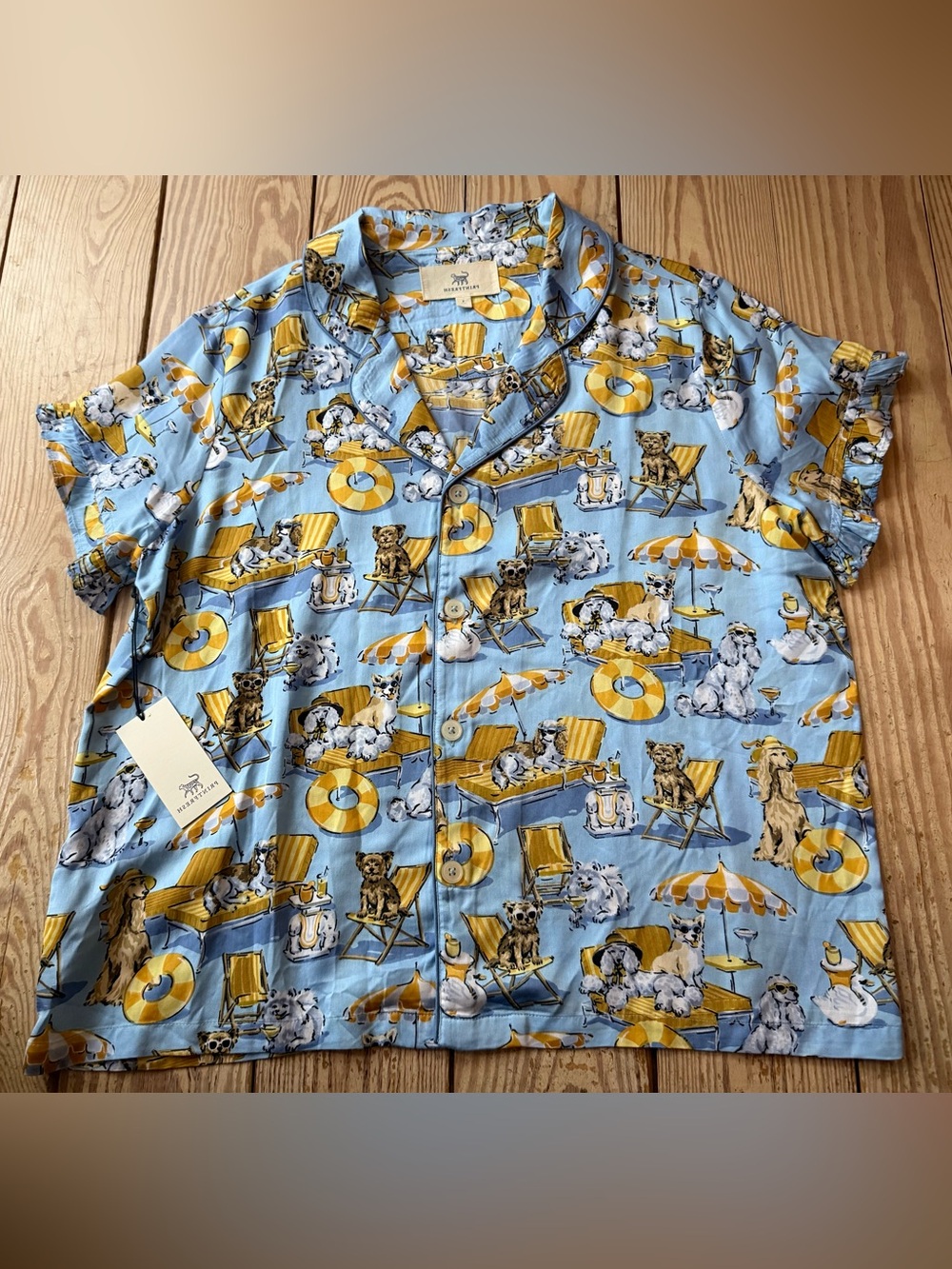 Printfresh Dog Print Short Sleeve Pajama Top Size S NWT